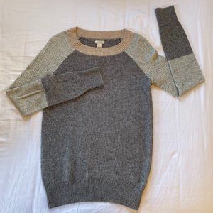 J. Crew Waffle Crewneck in Gray/Beige Colorblock Size XS